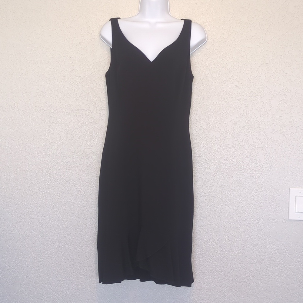 White House Black Market sleeveless v neck ruffle hem midi dress